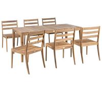 Beliani Set da pranzo da giardino rustico in legno di acacia certificato con 6 sedie e tavolo marrone chiaro