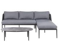 Beliani Set da salotto a 3 posti con divano angolare sinistro e tavolino in tessuto con struttura in alluminio grigio