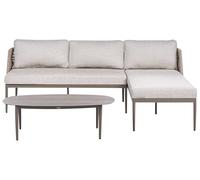 Beliani Set da salotto a 3 posti con divano angolare sinistro e tavolino in tessuto con struttura in alluminio beige