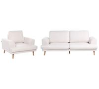 Beliani Set da salotto a 4 posti con divano in tessuto e poltrona braccioli svasati beige chiaro