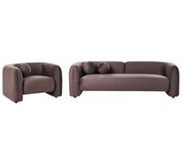 Beliani Set da salotto a 4 posti in velluto marrone scuro