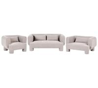Beliani Set da salotto divano a 3 posti, divanetto e poltrona in tessuto beige scuro