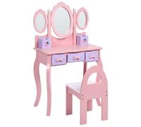 Beliani Set da toeletta per bambini con tavolino, specchio e sedia, rosa