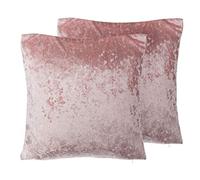 Beliani Set di 2 Cuscini Decorativi in Velluto Rosa Tinta Unita Glamour 45 x 45 cm
