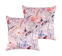 Beliani Set di 2 cuscini in velluto con motivo floreale rosa 45 x 45 cm