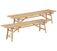 Beliani Set di 2 panche da giardino in bambù in marrone chiaro 180 cm
