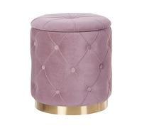 Beliani Set di 2 Pouf Contenitore Poliestere Rosa Imbottitura Trapuntata Base Oro