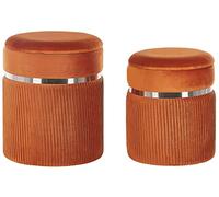Beliani Set di 2 pouf in velluto arancione