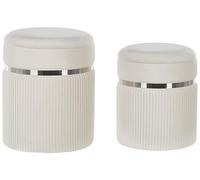 Beliani Set di 2 pouf in velluto bianco