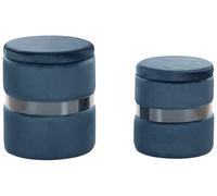 Beliani Set di 2 Pouf Portaoggetti Imbottiti in Velluto di Poliestere Azzurro