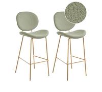 Beliani Set di 2 sedie Boucle verde chiaro Gambe in ferro Senza Braccioli
