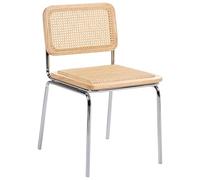 Beliani Set di 2 sedie con gambe in ferro schienale e seduta in rattan PE senza braccioli con coprigambe design vintage boho marrone chiaro
