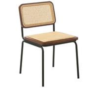 Beliani Set di 2 sedie con gambe in ferro schienale e seduta in rattan PE senza braccioli coprigambe design vintage boho marrone