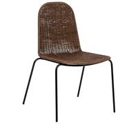 Beliani Set di 2 sedie con gambe in ferro, schienale e seduta in rattan, senza braccioli, stile boho marrone scuro