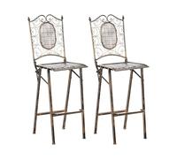 Beliani Set di 2 sedie da bar per esterni pieghevoli in metallo anticato Shabby Chic Nero