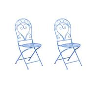Beliani Set di 2 sedie da esterno Schienale a volute in metallo Blu