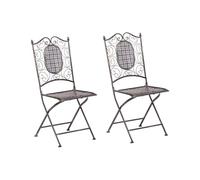 Beliani Set di 2 Sedie da Giardino Bistro Pieghevoli in Metallo Nero
