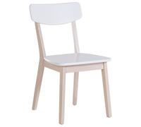 Beliani Set di 2 Sedie da Pranzo Bianche con Gambe in Legno Chiaro Stile Retrò