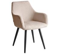 Beliani Set di 2 sedie da pranzo imbottite in velluto a coste con braccioli,design moderno base in metallo beige