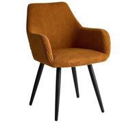 Beliani Set di 2 sedie da pranzo imbottite in velluto a coste con braccioli,design moderno base in metallo arancione