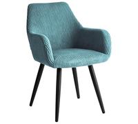 Beliani Set di 2 sedie da pranzo imbottite in velluto a coste con braccioli,design moderno base in metallo turchese