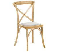 Beliani Set di 2 sedie da pranzo in legno con schienale a croce, stile rustico, seduta imbottita, marrone chiaro/beige