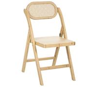 Beliani Set di 2 sedie da pranzo in legno di bambù e rattan PE stile boho pieghevoli per cucina e sala da pranzo marrone chiaro