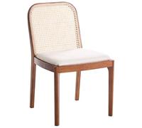 Beliani Set di 2 Sedie da pranzo in rattan a treccia viennese senza braccioli Marrone chiaro e beige chiaro