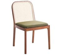 Beliani Set di 2 Sedie da pranzo in rattan a treccia viennese senza braccioli Marrone chiaro e verde