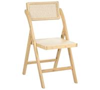 Beliani Set di 2 sedie da pranzo pieghevoli in legno di bambù, in rattan sintetico, stile boho, per cucina, sala da pranzo, marrone chiaro