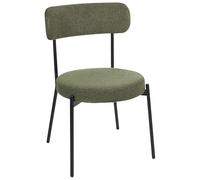 Beliani Set di 2 sedie da sala da pranzo senza braccioli in acciaio Boucle con gambe nere Verde Scuro