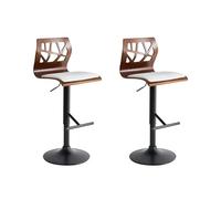 Beliani Set di 2 sgabelli da cucina girevoli regolabili in ecopelle bianca e marrone scuro con gambe nere