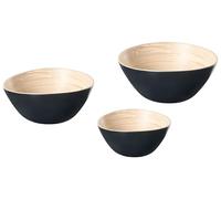 Beliani Set di 3 ciotole decorative in bambù fatte a mano di varie dimensioni Nero