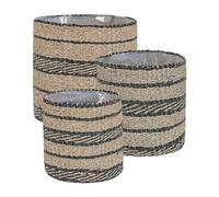 Beliani Set di 3 vasi di alghe naturali per piante ceste portavasi da interno