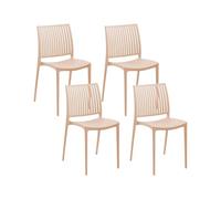 Beliani Set di 4 sedie da giardino in plastica sintetica beige sabbia