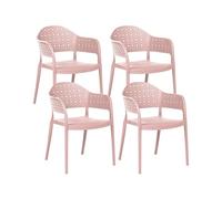 Beliani Set di 4 sedie da pranzo da giardino impilabili con braccioli in plastica rosa