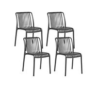 Beliani Set di 4 sedie da pranzo in plastica senza braccioli impilabili Nero Talca