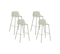 Beliani Set di 4 sgabelli da bar moderni in plastica verde sintetica e gambe in metallo