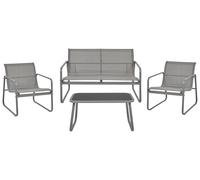 Set di divani da giardino in metallo grigio 4 posti con tavolo Barrea
