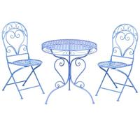 Beliani Set di Tavolo e 2 Sedie in Metallo Blu da Giardino o Balcone Stile Retró