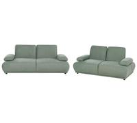 Beliani Set divano 3+2 posti, imbottito con gambe in legno schienale e braccioli regolabili tessuto verde chiaro