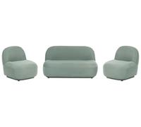 Beliani Set divano a 4 posti in tessuto: divanetto, 2 poltrone con schienale basso, modello Tuxedo, stile moderno minimalista per soggiorno, idrorepellente, verde chiaro,