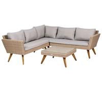 Beliani Set giardino in rattan bianco crema composto da divano 3 posti 2 poltrone tavolino XL