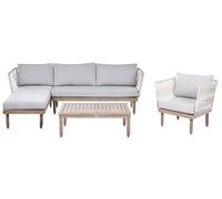 Beliani Set Lounge da Esterno con Angolo Destro Poltrona e Tavolino in Legno di Acacia Marrone e Grigio