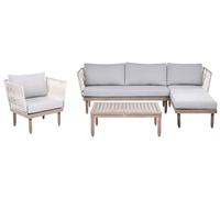 Beliani Set Lounge da Esterno con Angolo Sinistro Poltrona Tavolino in Legno di Acacia Marrone e Grigio