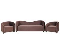 Beliani Set moderno ed elegante imbottito per salotto Divano e poltrone Velluto Marrone scuro