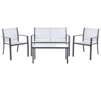 Beliani Set moderno industriale da giardino in metallo Set da salotto 4 posti con tavolo grigio