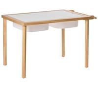 Beliani Set Montessori per bambini con tavolo da disegno e sgabello in legno di pino per cameretta in stile scandinavo, colore marrone chiaro