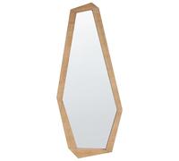 Beliani Specchio da parete forma irregolare cornice in legno ingegnerizzato moderno marrone chiaro 44x104 cm