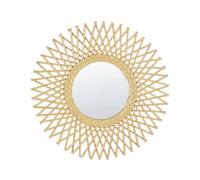 Beliani Specchio da parete rotondo moderno con cornice in rattan ø 60 cm chiaro